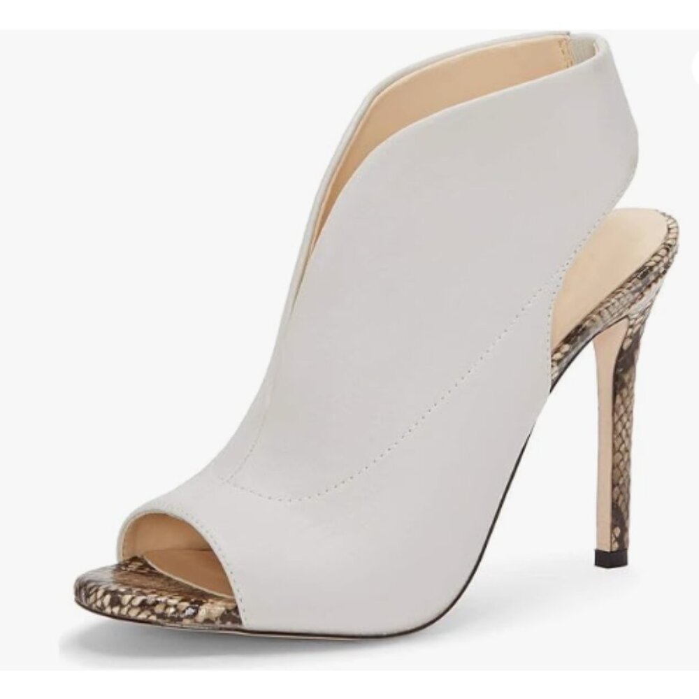 YDN White Chic Slingback Peep Toe Stiletto High Heel Sandal Cutout  Ankle Boots